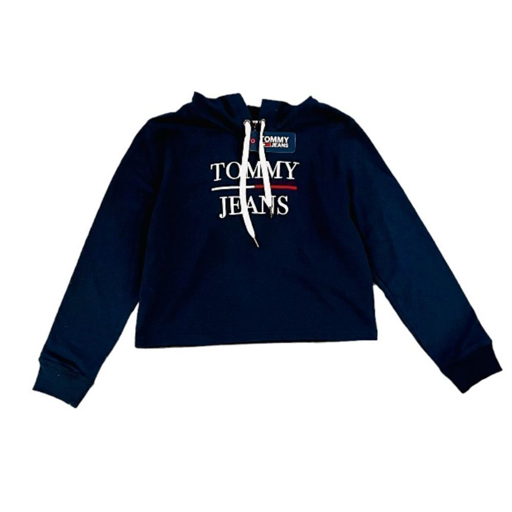 Tommy Hilfiger New Cropped Logo Hoodie Sweatshirt Top S